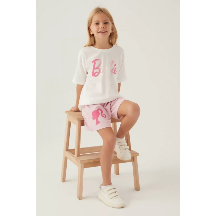 BARBIE KIZ ÇOCUK ŞORT TAKIM - KREM