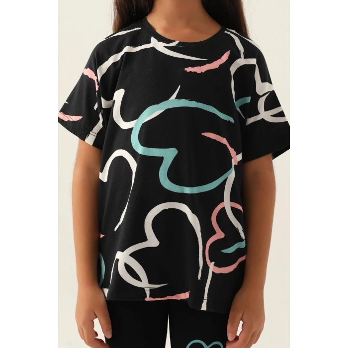 KIZ ÇOCUK BERMUDA TAYT TAKIM - SİYAH