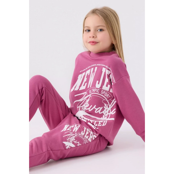 KIZ ÇOCUK EŞOFMAN TAKIM - RETRO PEMBE