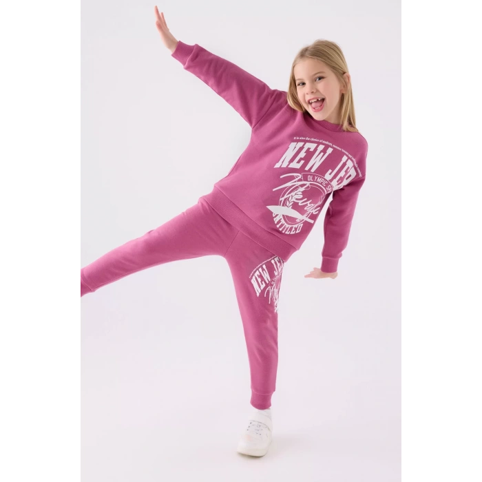 KIZ ÇOCUK EŞOFMAN TAKIM - RETRO PEMBE