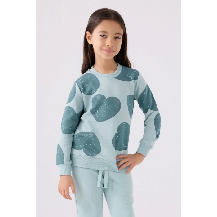 KIZ ÇOCUK EŞOFMAN TAKIM - SU YEŞİLİ