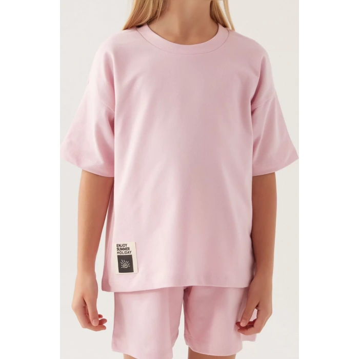 KIZ ÇOCUK ŞORT TAKIM - TOZ PEMBE