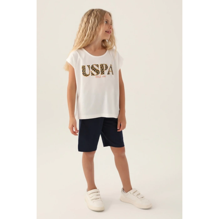 KIZ GARSON BERMUDA TAKIM - KREM LACİVERT