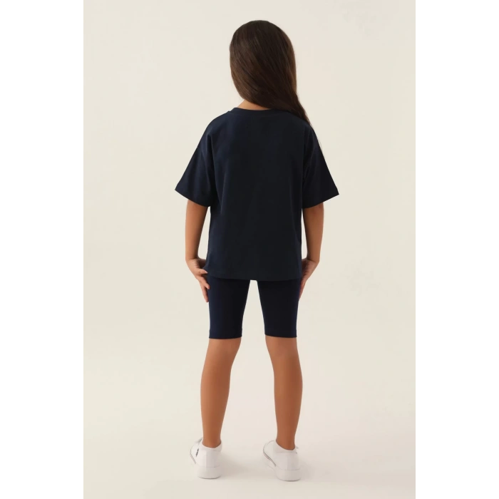 KIZ GARSON BERMUDA TAYT TAKIM - LACİVERT