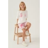 BARBIE KIZ ÇOCUK ŞORT TAKIM - KREM