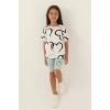 KIZ ÇOCUK BERMUDA TAYT TAKIM - KREM