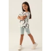 KIZ ÇOCUK BERMUDA TAYT TAKIM - KREM