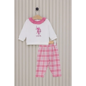 US POLO KIZ BEBEK UZUN KOL 2LI TAKIM - KREM