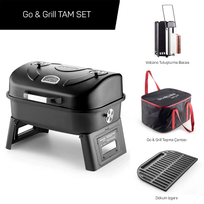 Guruss Go Grill Portatif Barbekü Mangal Tam Set (Siyah)