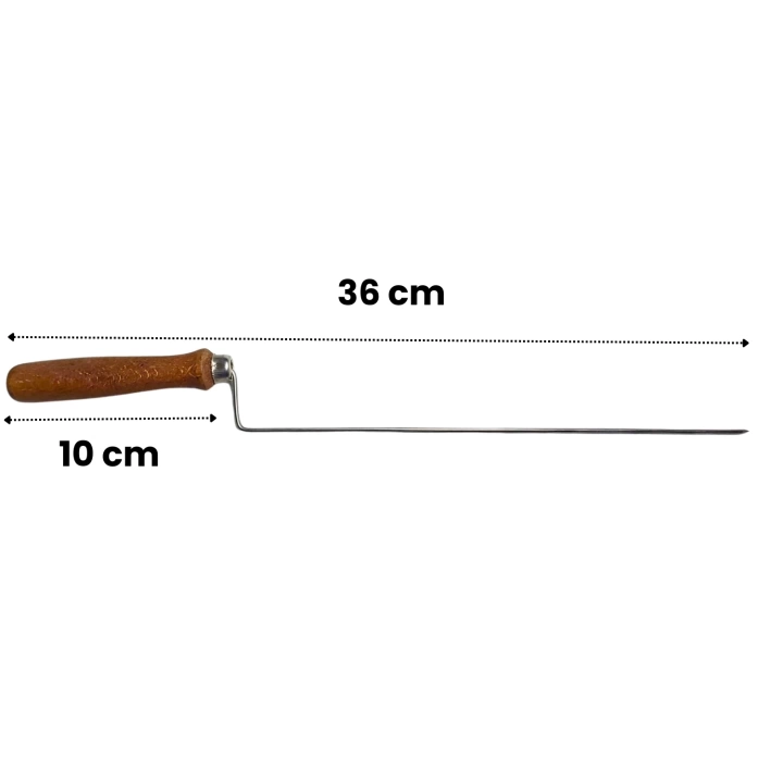 Cağ Kebap Şişi Paslanmaz Çelik ve Ahşap Saplı 10lu - 36 cm