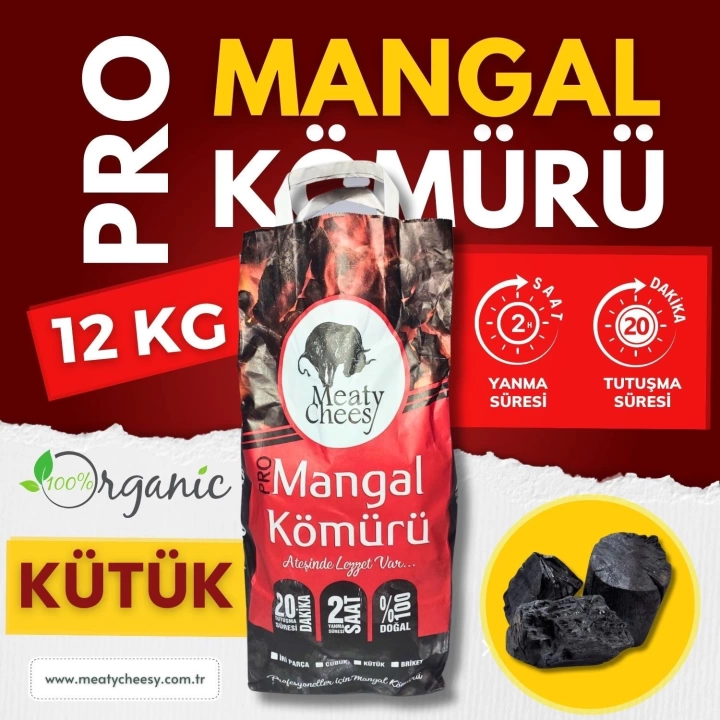 Meaty&Cheesy Ultra Bio Karbon Mangal & Barbekü Kömürü (Kütük) - 12 kg