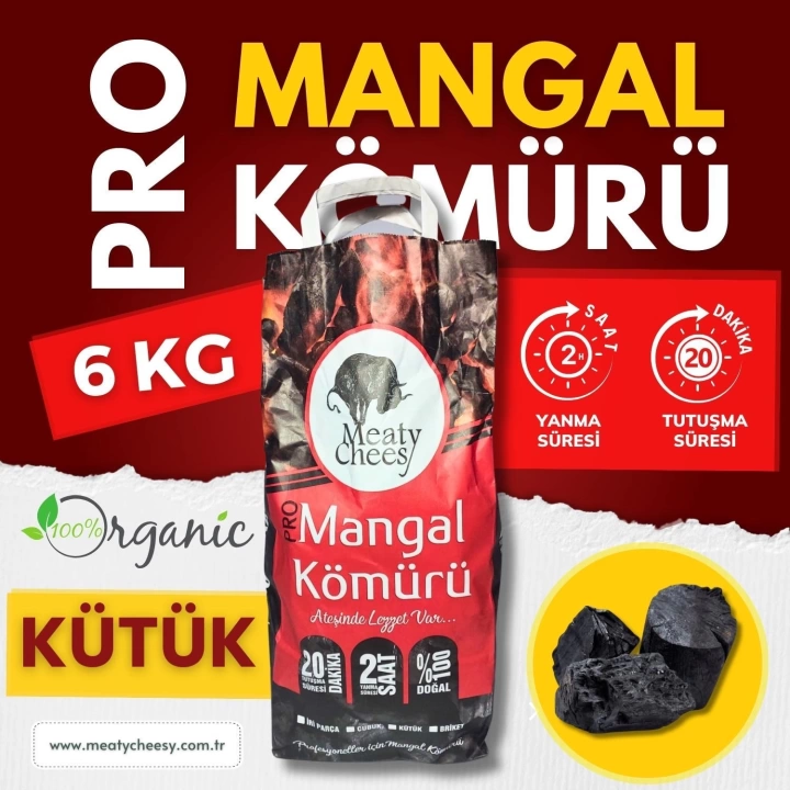 Meaty&Cheesy Ultra Bio Karbon Mangal & Barbekü Kömürü (Kütük) - 6 kg