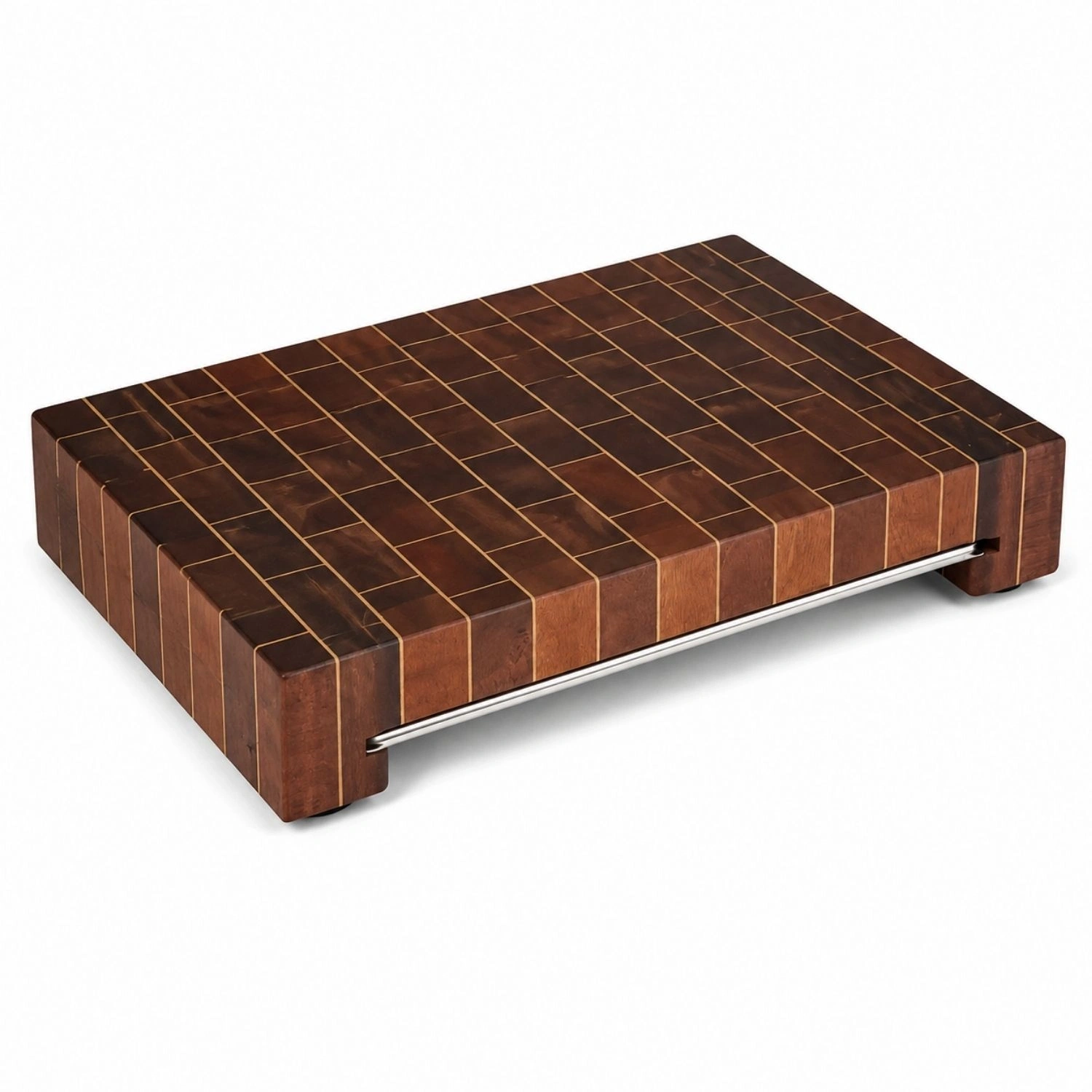 Tepsili End Grain Kesme Tahtası - Maun ve Dişbudak