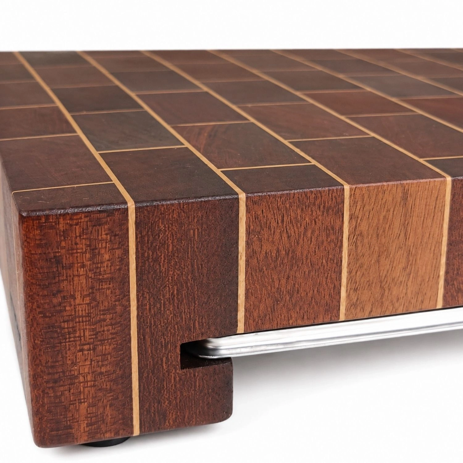 Tepsili End Grain Kesme Tahtası - Maun ve Dişbudak