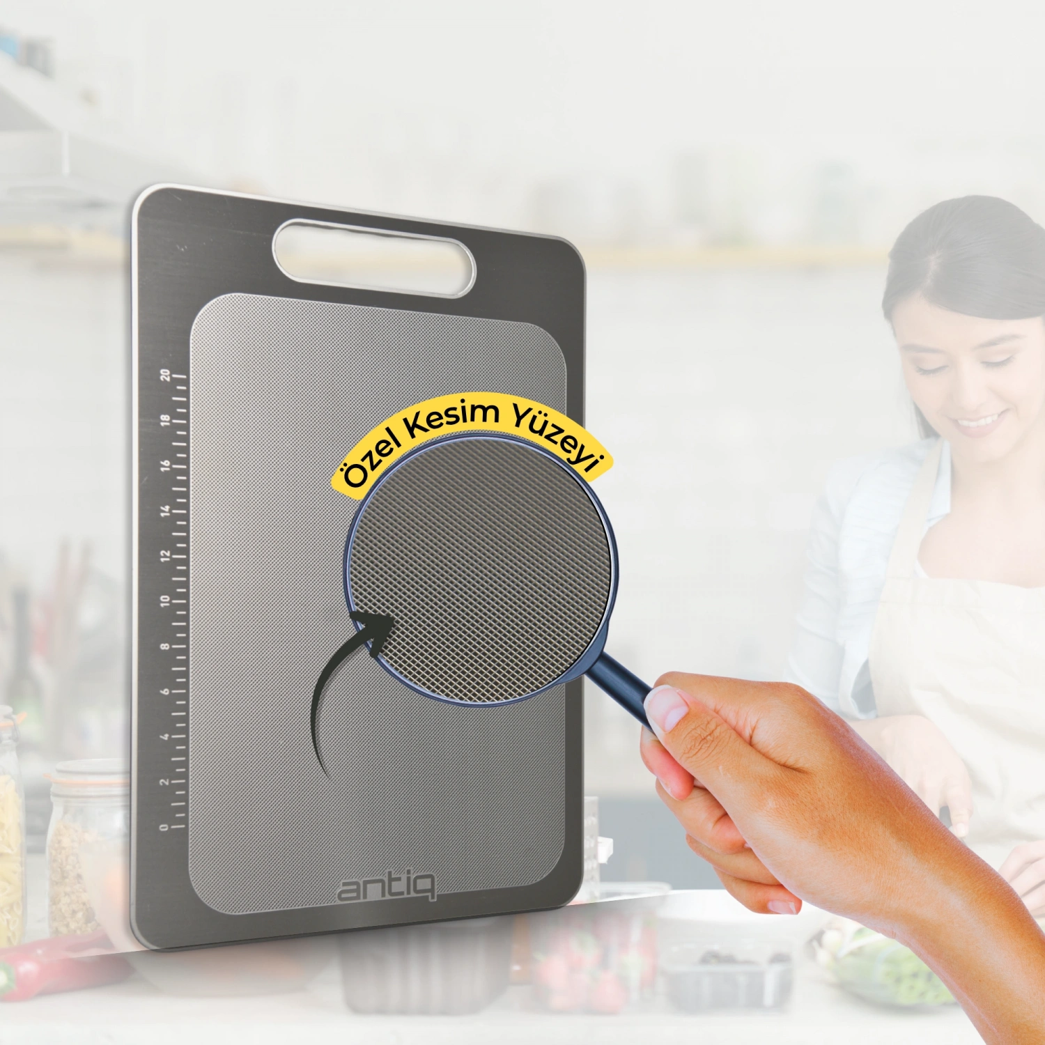 Antiq Lyna Kesme Tahtası - Paslanmaz Çelik