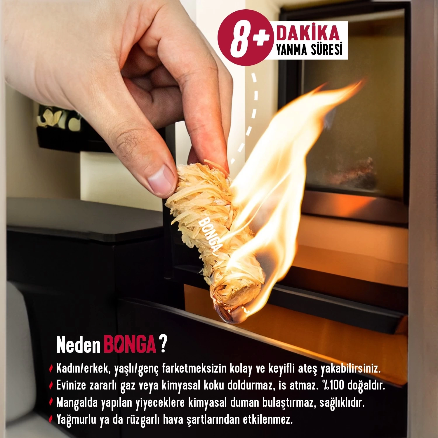 Bonga Odun Yünü Ateş Tutuşturucu (10 Adet) - 140 g