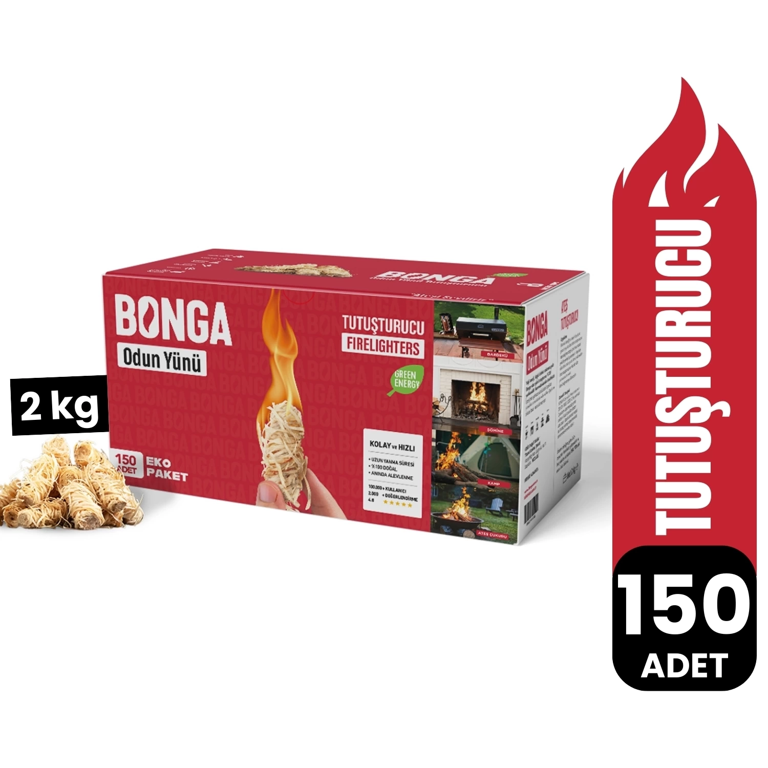 Bonga Odun Yünü Tutuşturucu (150 Adet) - 2 Kg