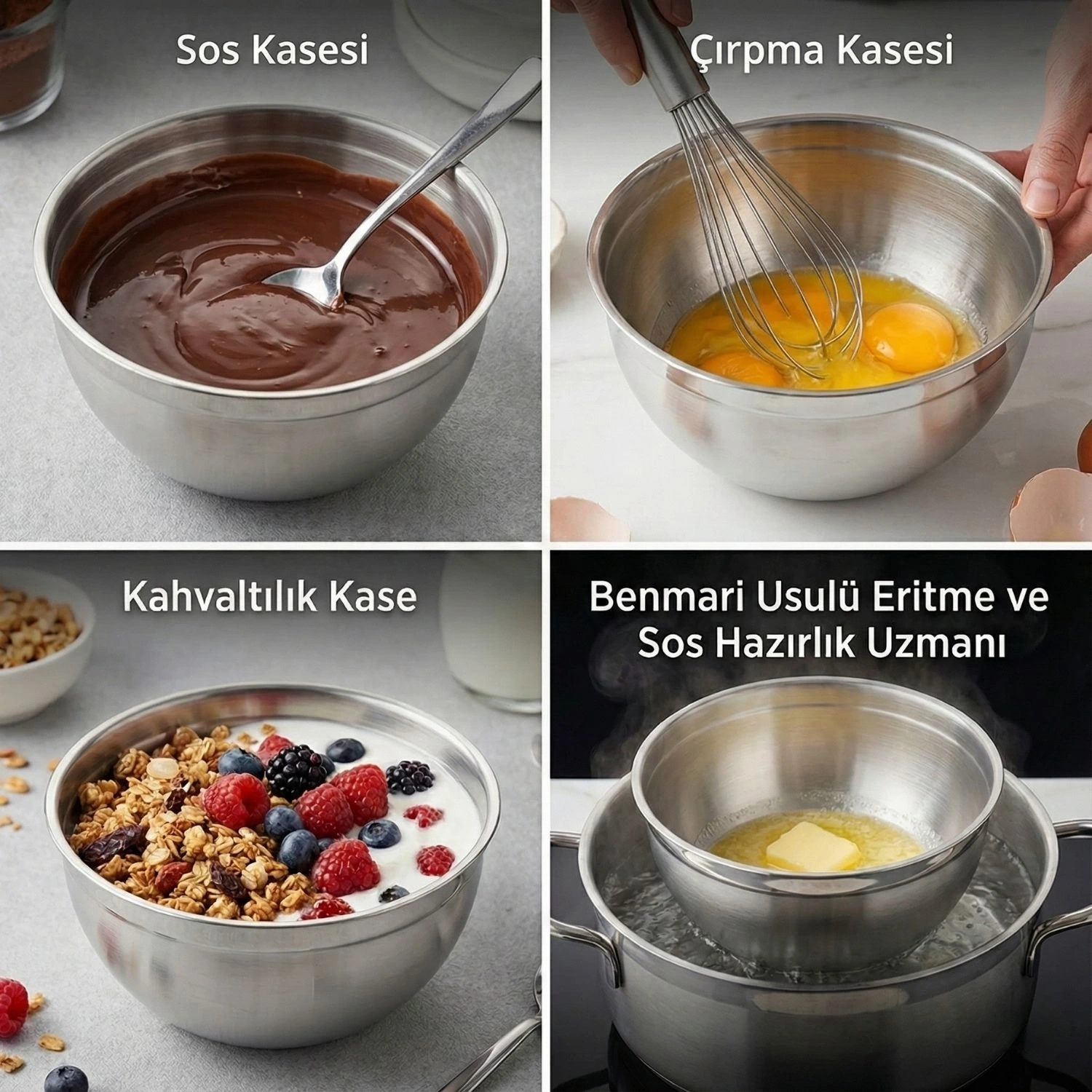 Çelik Kase 16 cm (1.35 L) - Sos Çırpma Kasesi