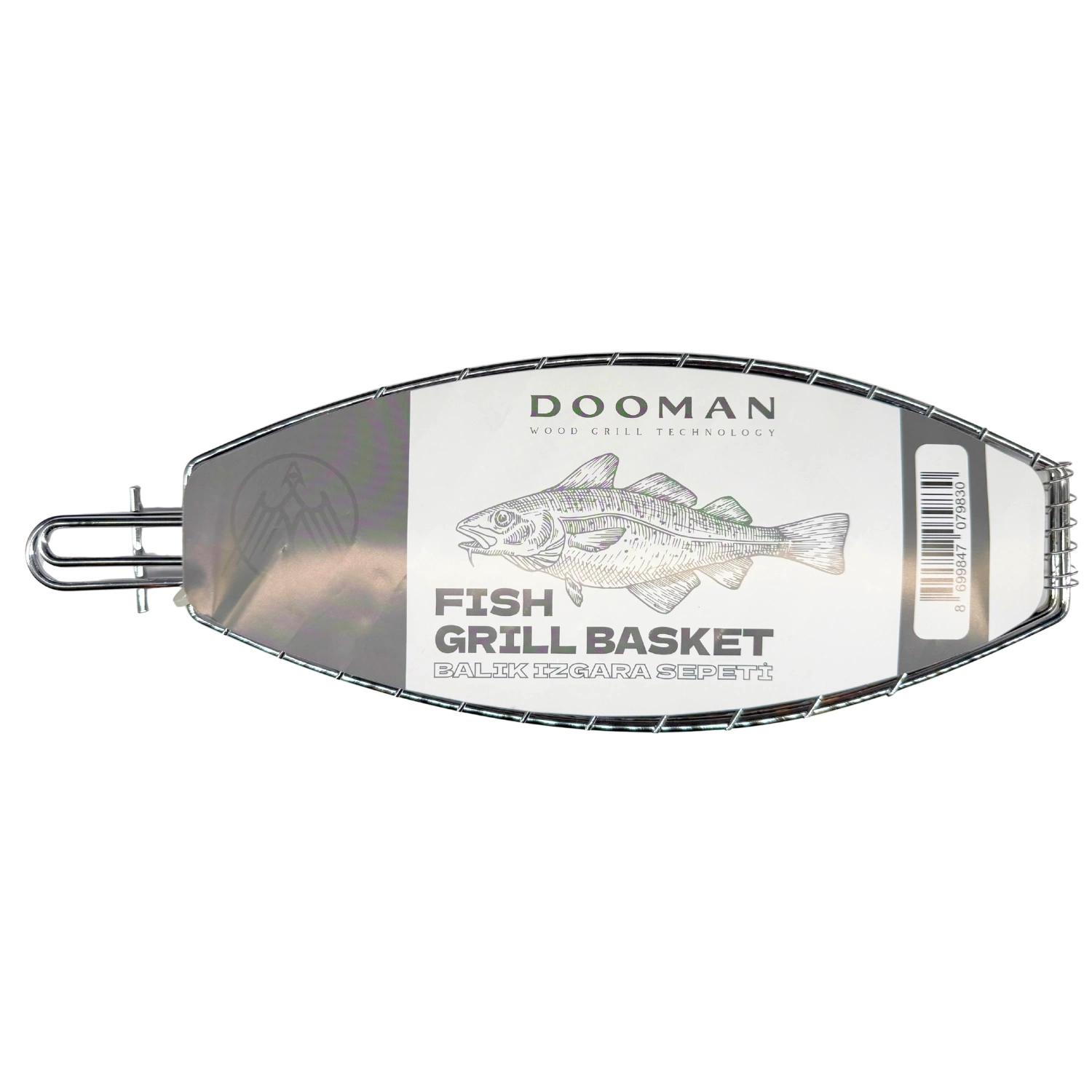 Dooman 4lü Paslanmaz Çelik Balık Izgara Teli Ahşap Saplı 30x13 cm Izgara Alanı - 318g