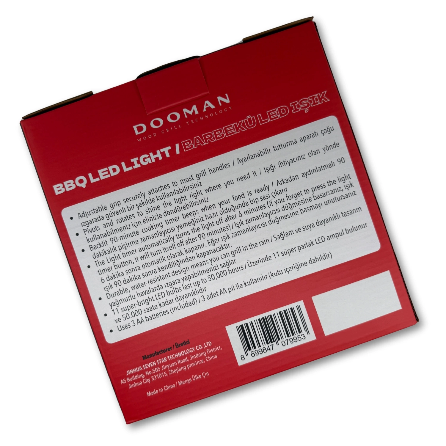 Dooman Barbekü Lambası Ayarlanabilir Zamanlanabilir Su Geçirmez Güçlü Mangal Led Işığı