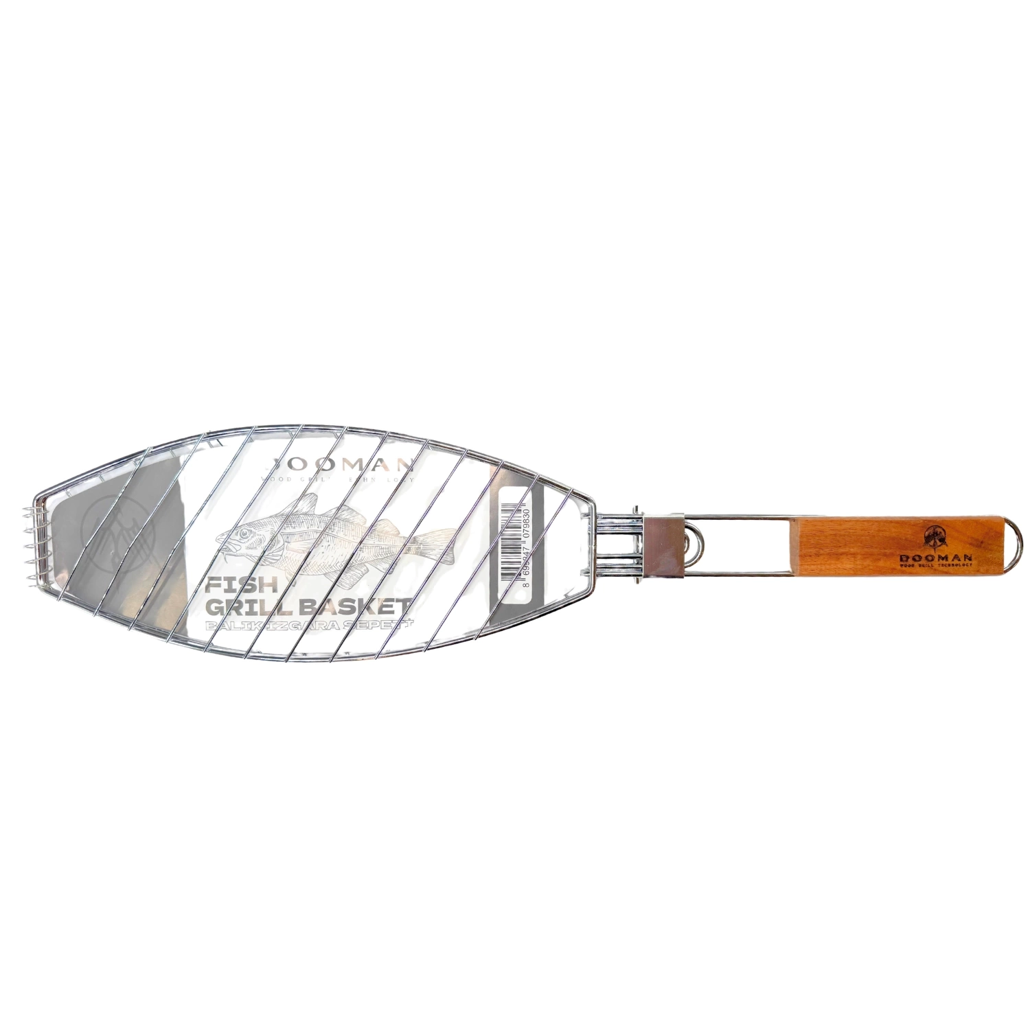 Dooman Paslanmaz Çelik Balık Izgara Teli Ahşap Saplı 30x13 cm Izgara Alanı - 318g