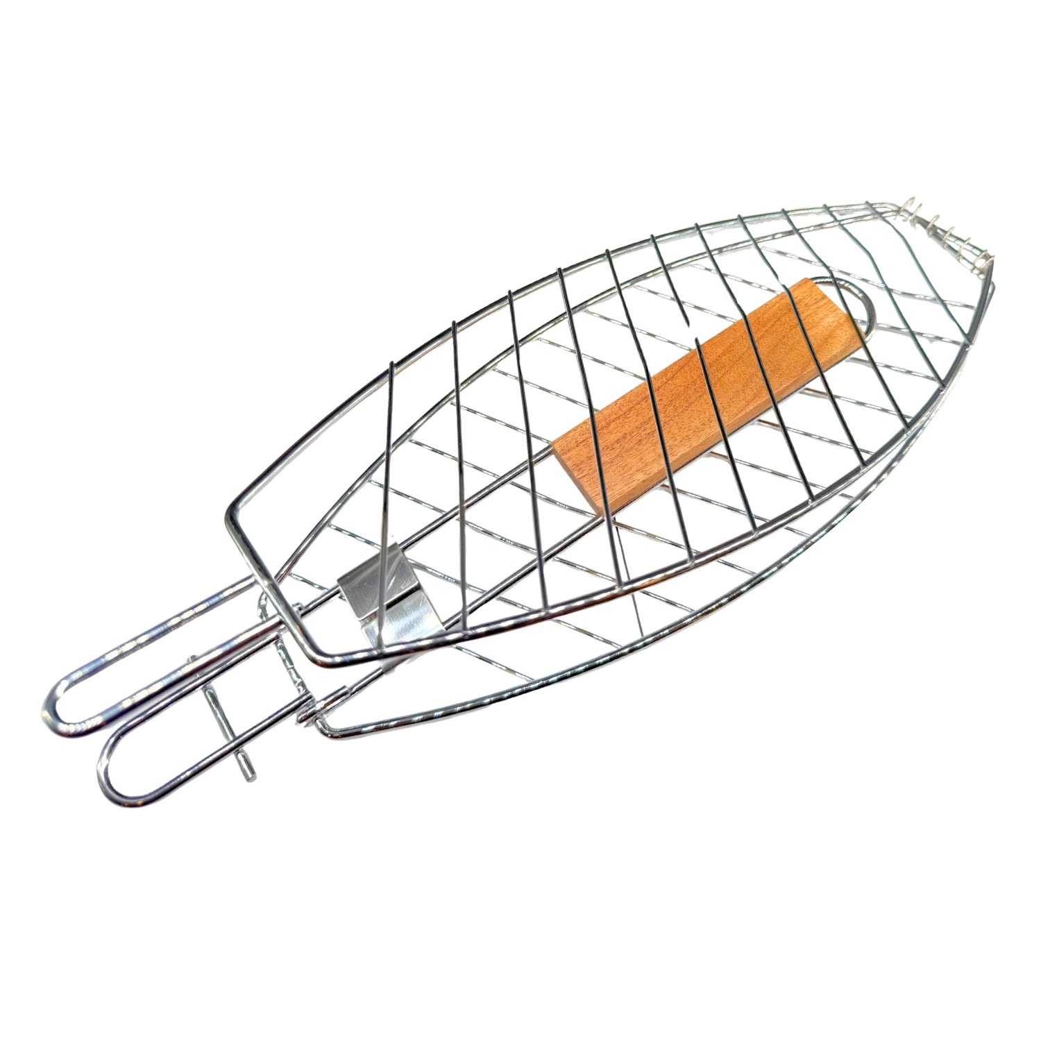Dooman Paslanmaz Çelik Balık Izgara Teli Ahşap Saplı 30x13 cm Izgara Alanı - 318g