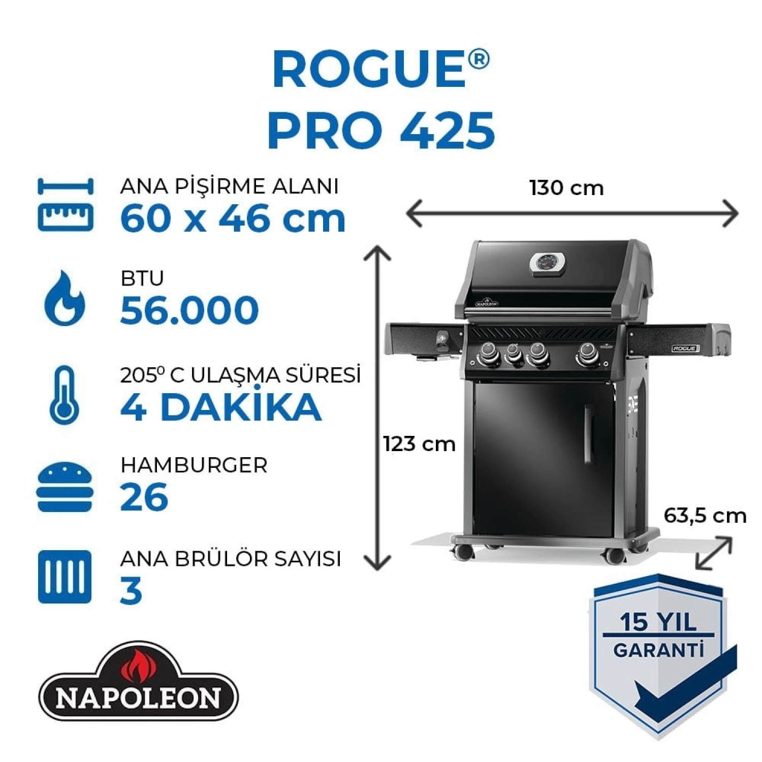 Rogue Pro 425 SIB Gazlı Mangal - Siyah