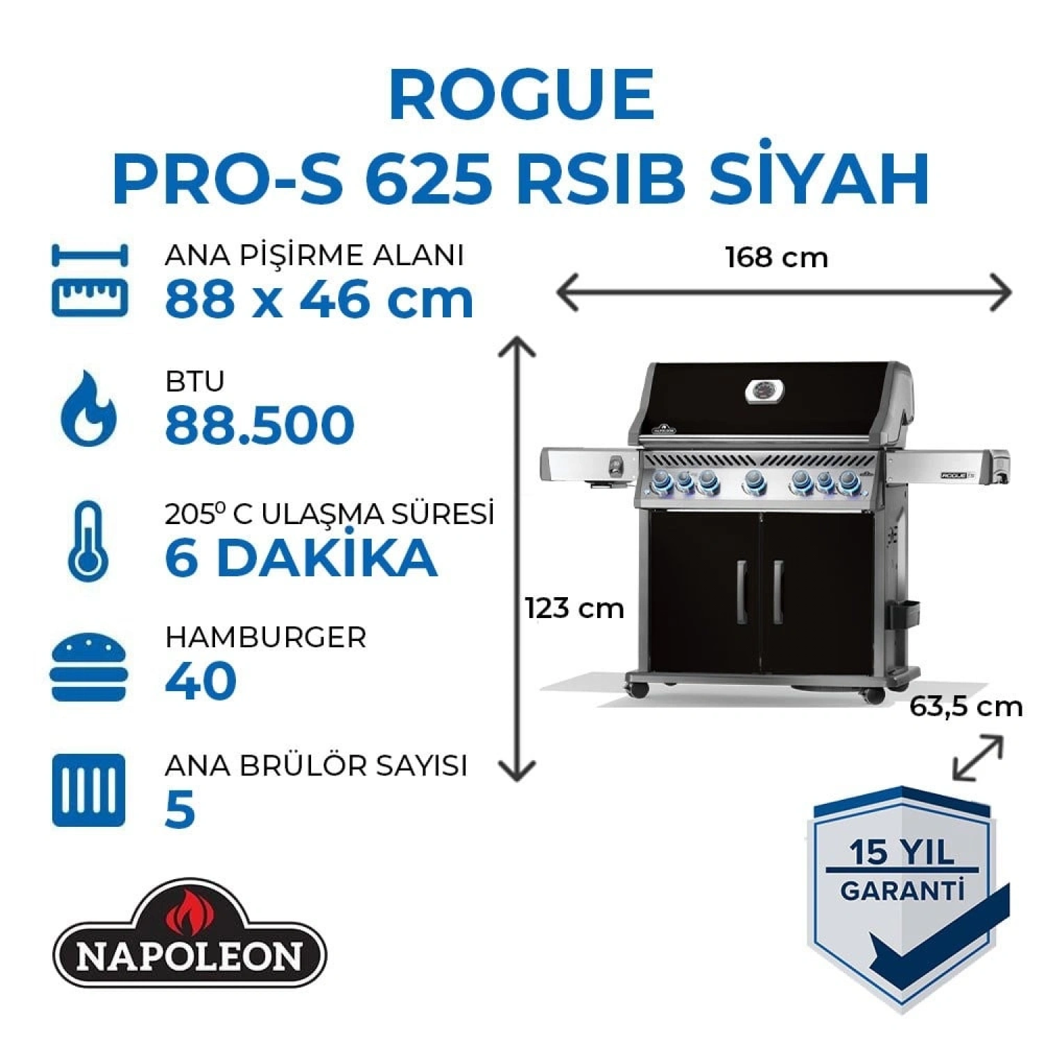 Rogue Pro S 625 RSIB Gazlı Mangal Siyah