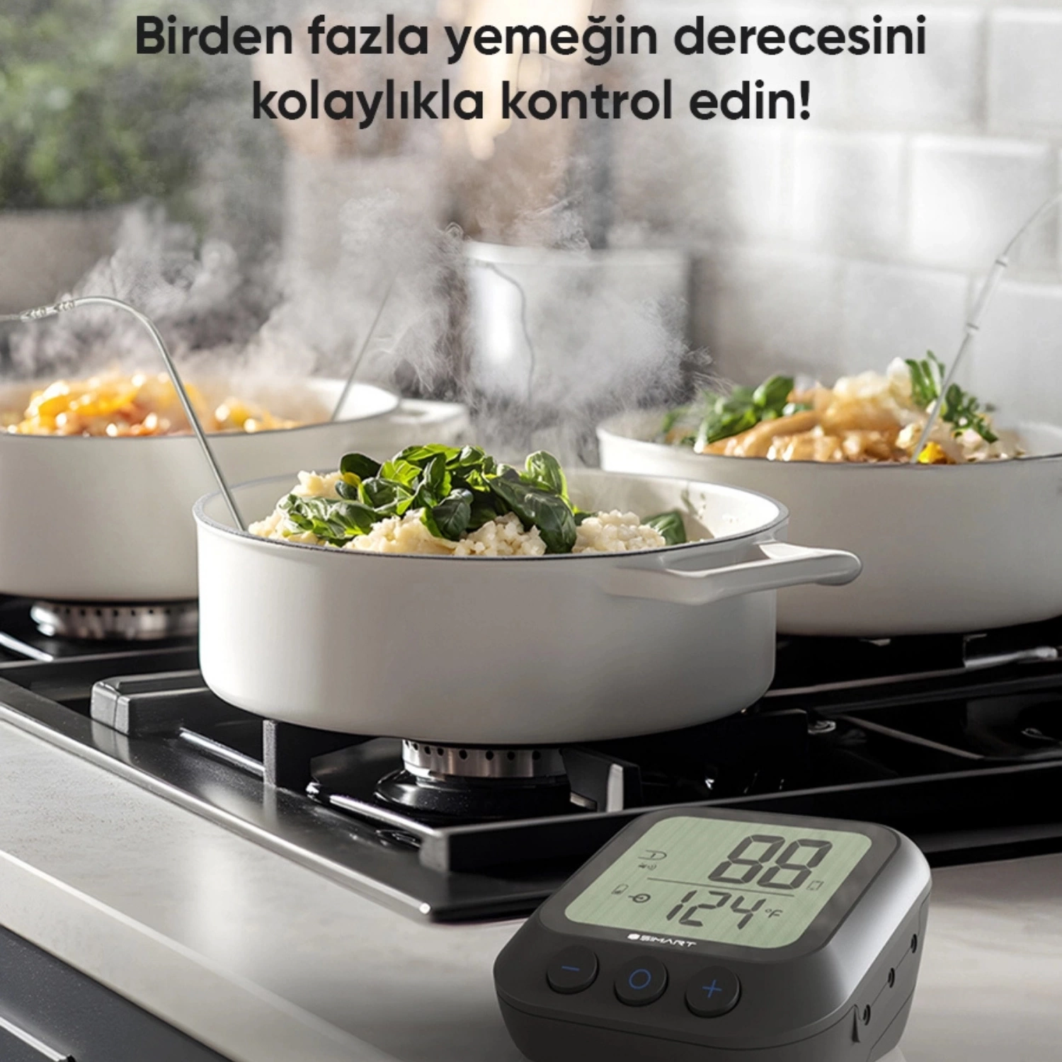 Şımart Akıllı Gıda Termometresi 4 Prob Bluetooth 5.0 Mobil Uygulama -30°C~300°C Ölçüm Aralığı
