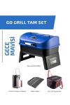 Guruss Go Grill Portatif Barbekü Mangal Tam Set (Gece Mavisi)