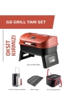 Guruss Go Grill Portatif Barbekü Mangal Tam Set (Oksit Kırmızı)