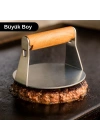 Profesyonel Smash Burger Presi - Paslanmaz, Ahşap Saplı - Büyük Boy