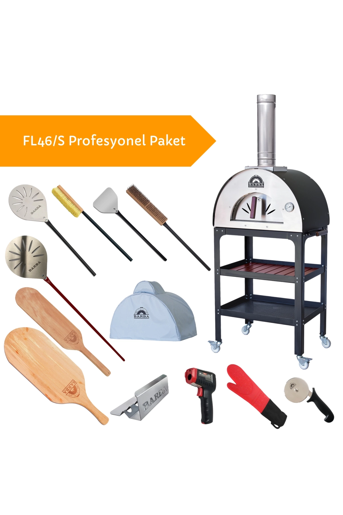 Barba FL-46/S Sehpalı Profesyonel Paket Taş Fırın Seti 14 Parça