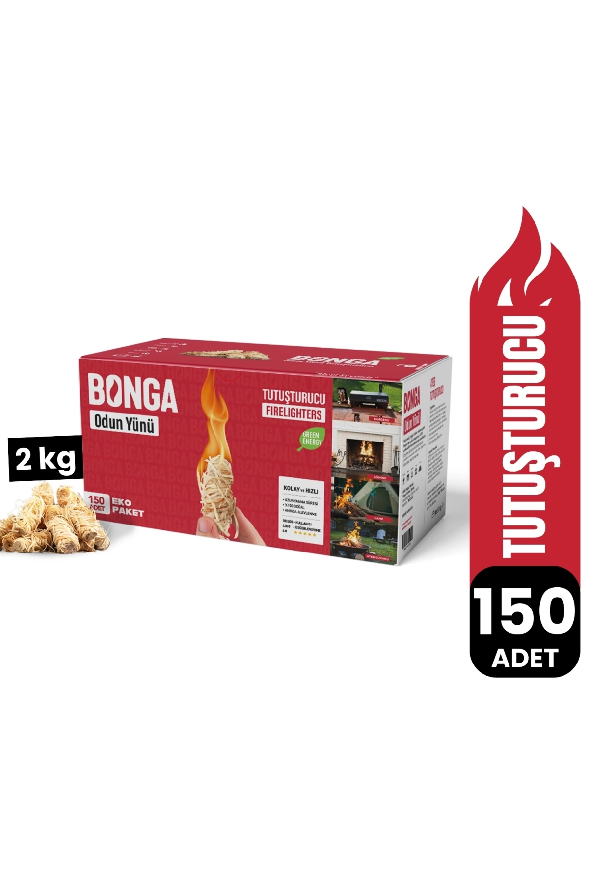 Bonga Odun Yünü Tutuşturucu (150 Adet) - 2 Kg