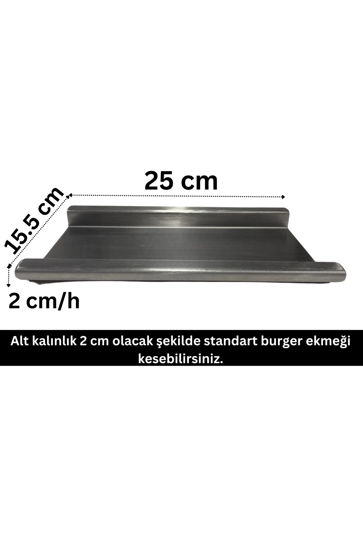 BurgerCut - Paslanmaz Çelik (2 cm) Standart Burger Ekmeği Kesme Aparatı