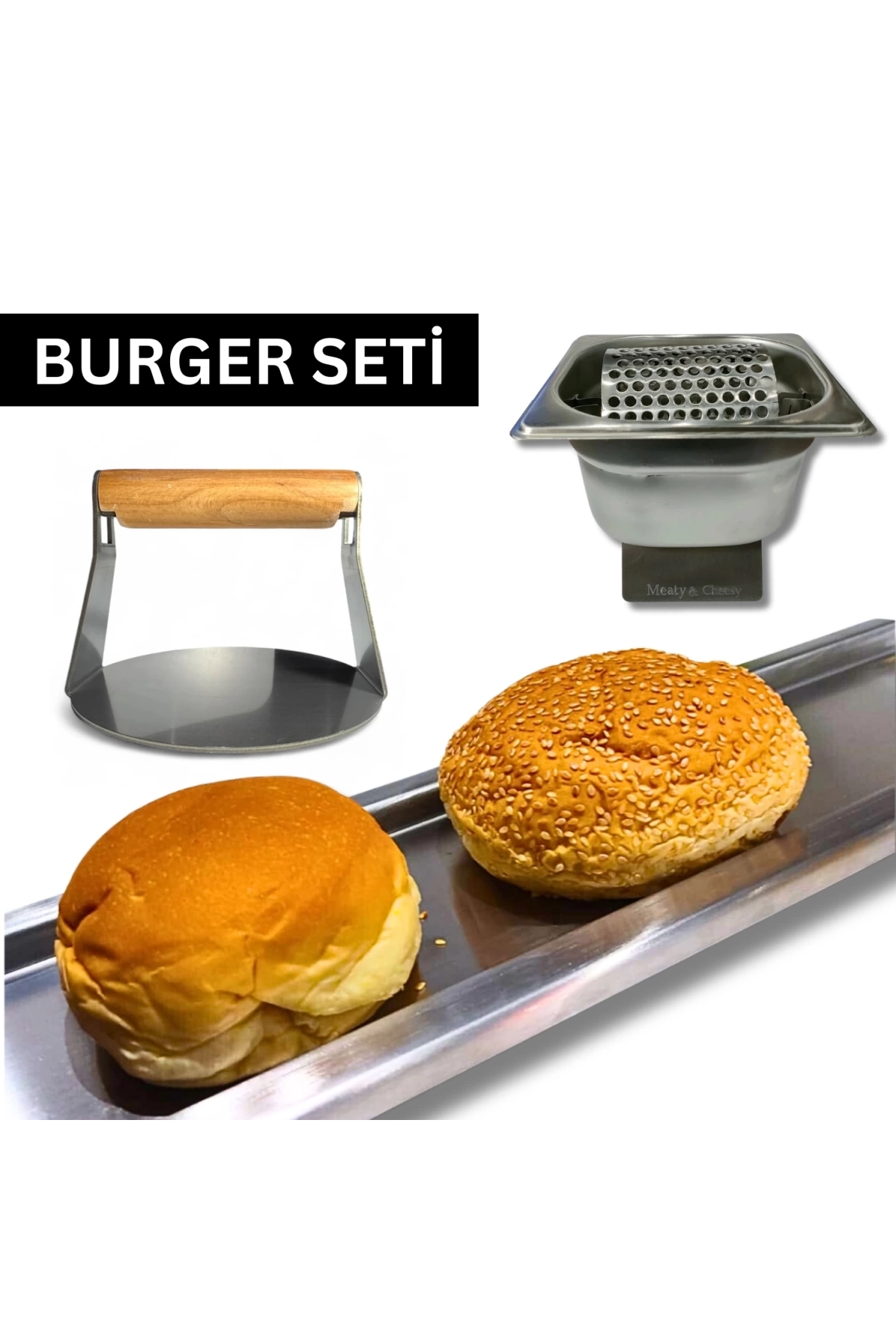 BurgerPro - Restoran Burger Seti (Smash Burger, Ekmek Yağlama ve Kesme Aparatı)