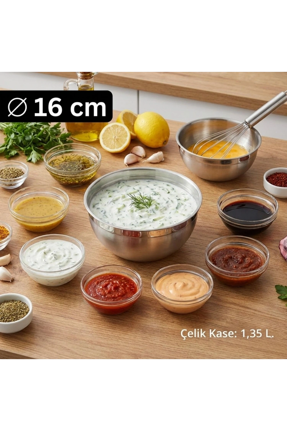 Çelik Kase 16 cm (1.35 L) - Sos Çırpma Kasesi