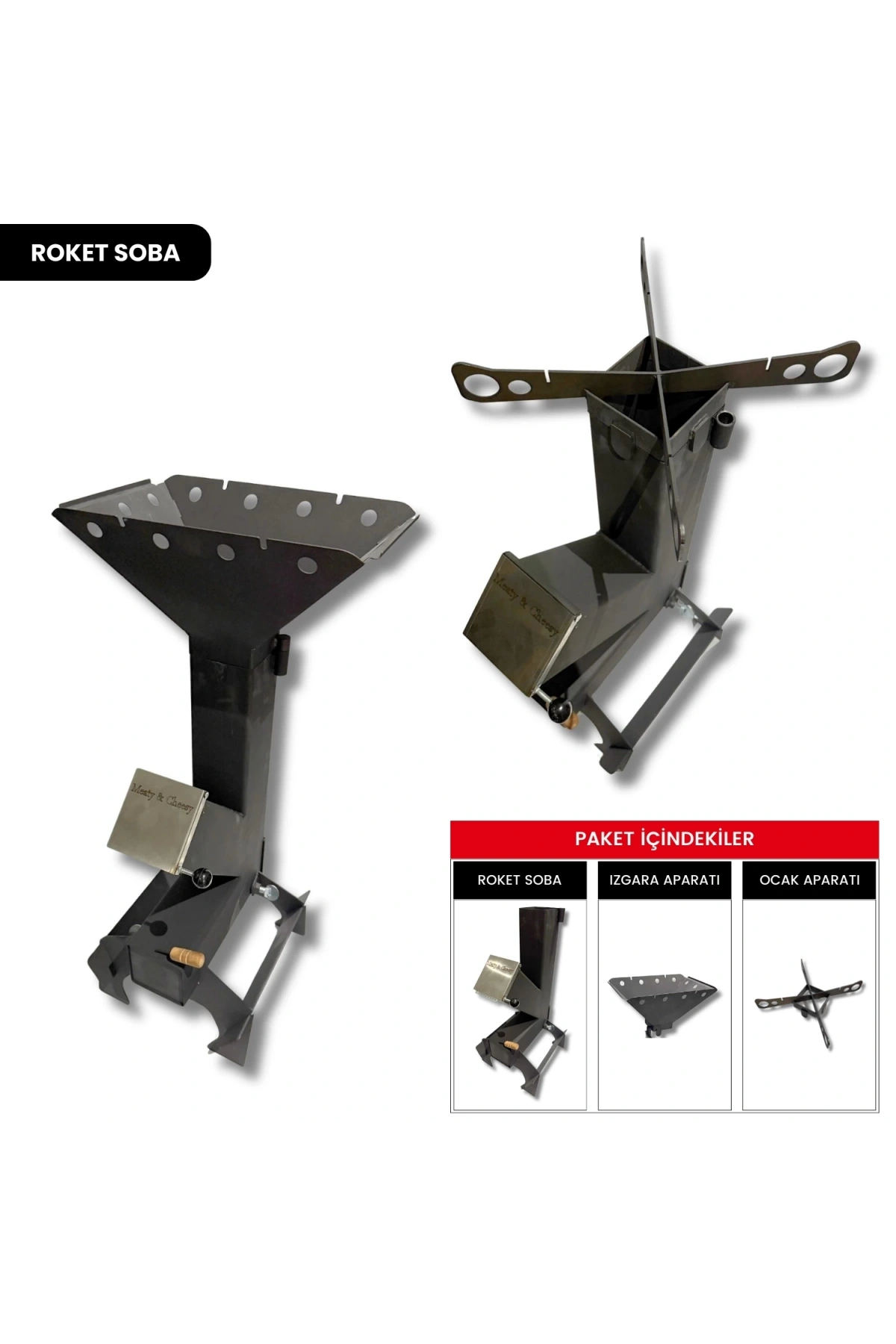 Çok Fonksiyonlu Izgaralı Roket Pelet Sobası ve Odun Sobası - Rocket Grill