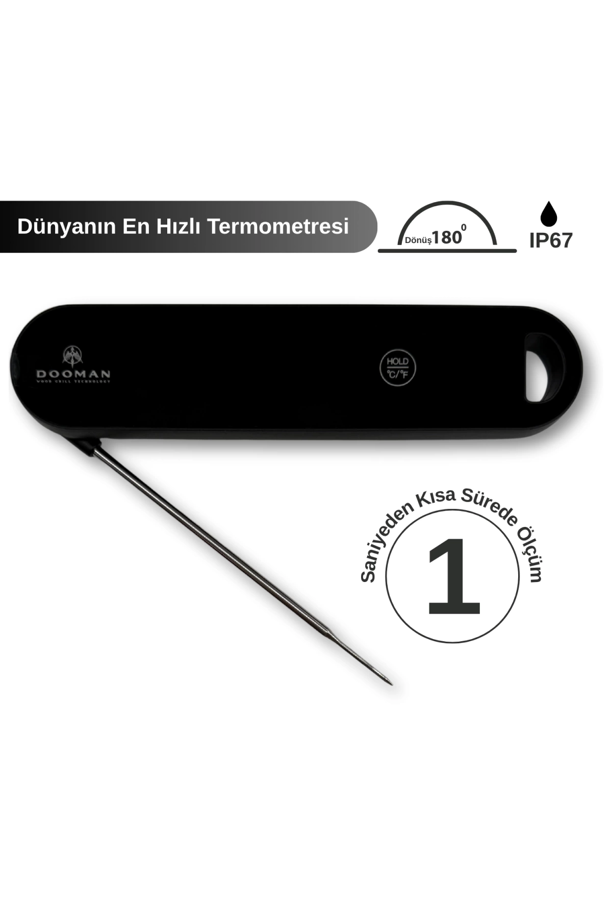 Dooman Ultra Hızlı Et ve Sıvı Sıcaklık Ölçme Termometresi (1sden Kısa)