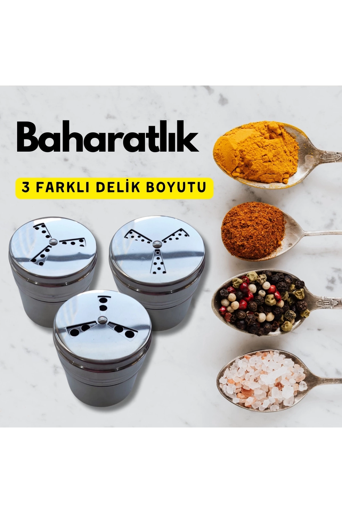 Multi Serpici Baharatlık 3 Farklı Delik Boyutu