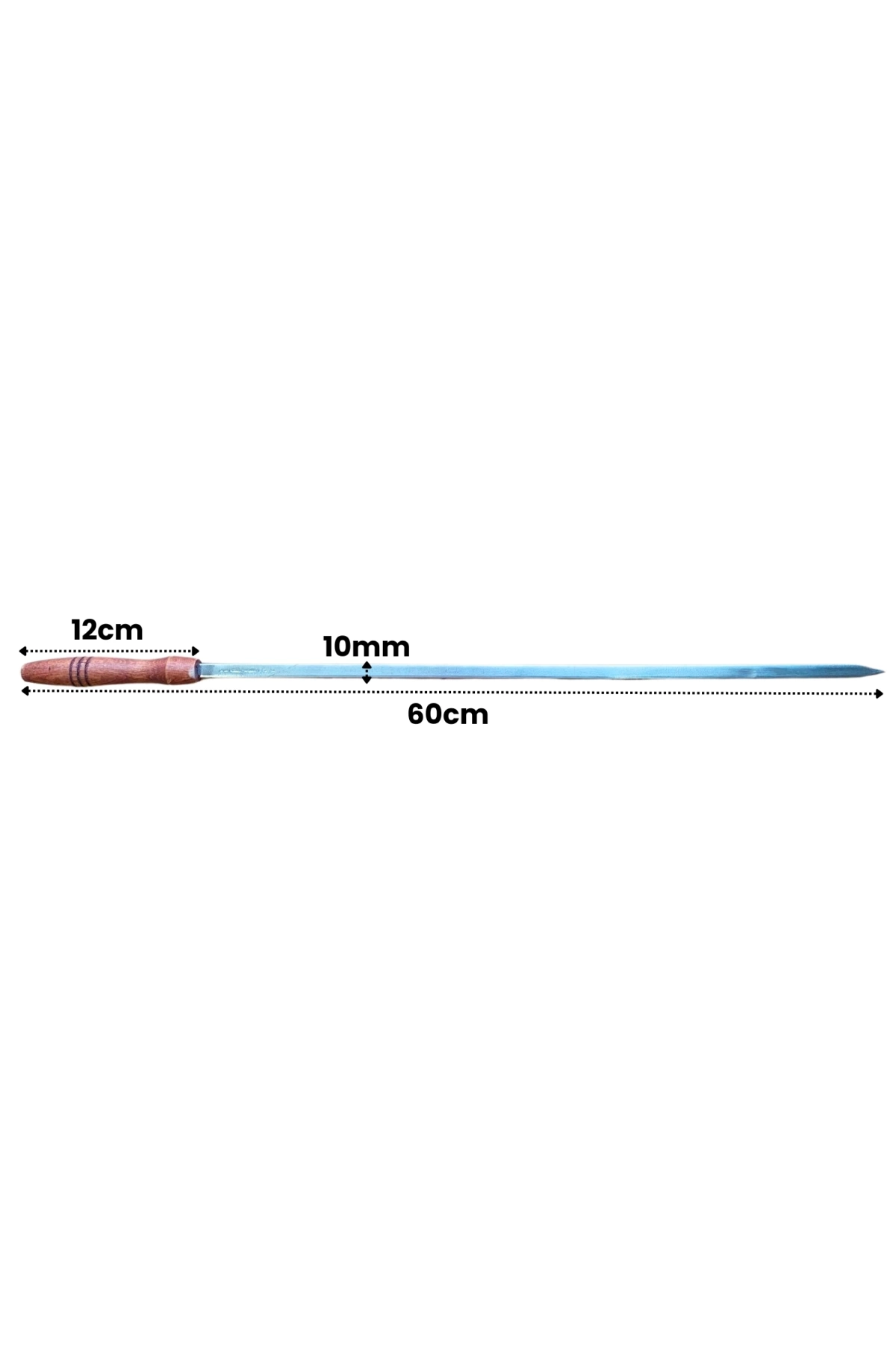 Tavuk Şişi Paslanmaz Çelik ve Ahşap Saplı 10lu - 60 cm