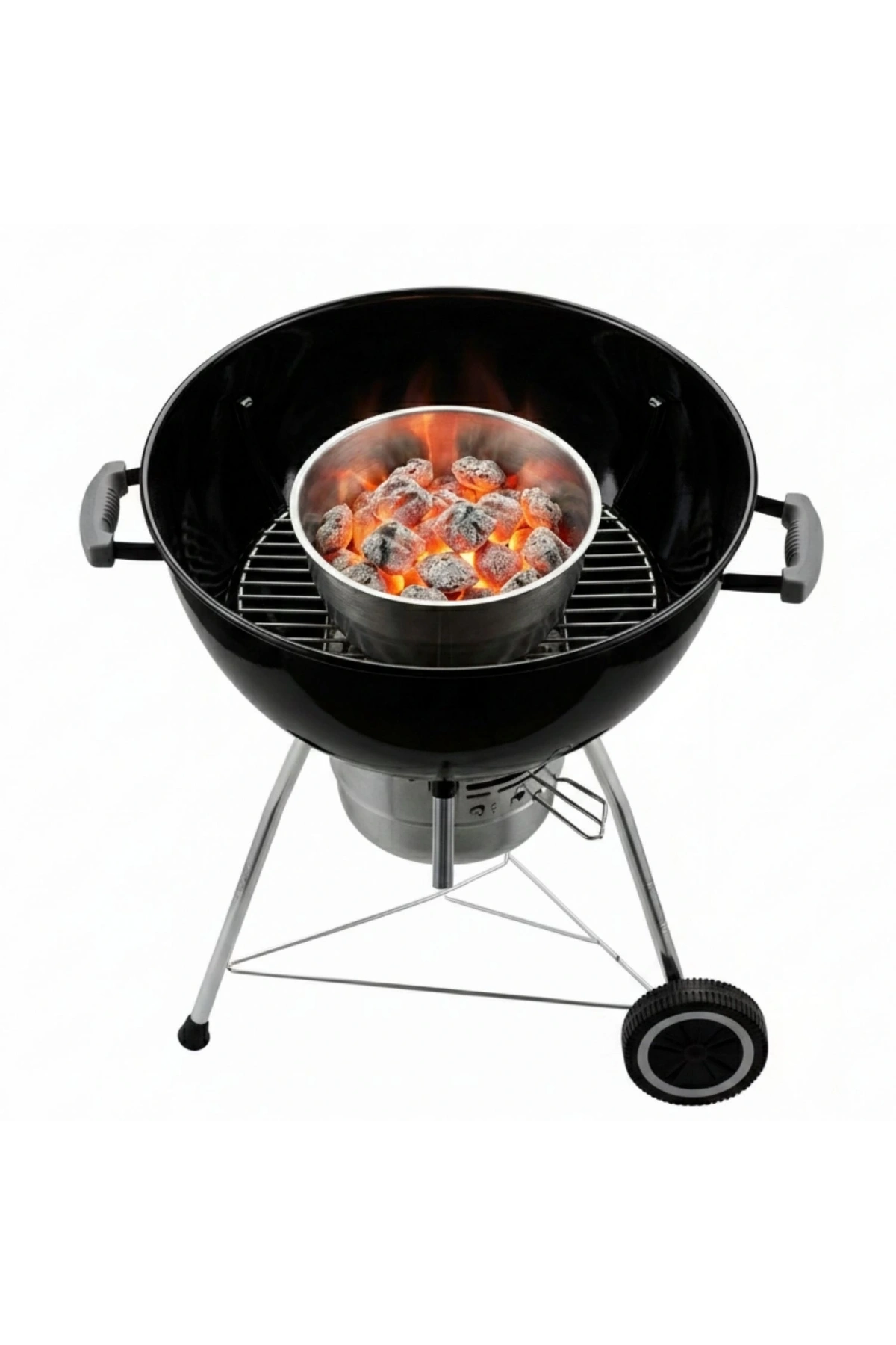 Yuvarlak (Küre) Barbekü Kömür Tutucu Çember - Ters Düz Kullanılabilir Vortex Kömür Aparatı