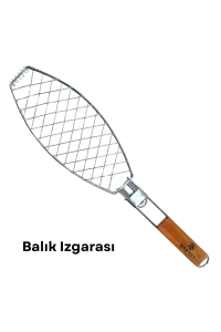Dooman Paslanmaz Çelik Balık Izgara Teli Ahşap Saplı 30x13 cm Izgara Alanı - 318g