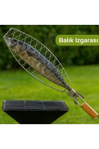 Dooman Paslanmaz Çelik Balık Izgara Teli Ahşap Saplı 30x13 cm Izgara Alanı - 318g