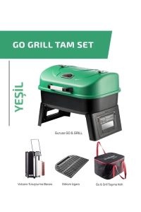 Guruss Go Grill Portatif Barbekü Mangal Tam Set (Yeşil)