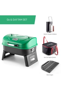 Guruss Go Grill Portatif Barbekü Mangal Tam Set (Yeşil)