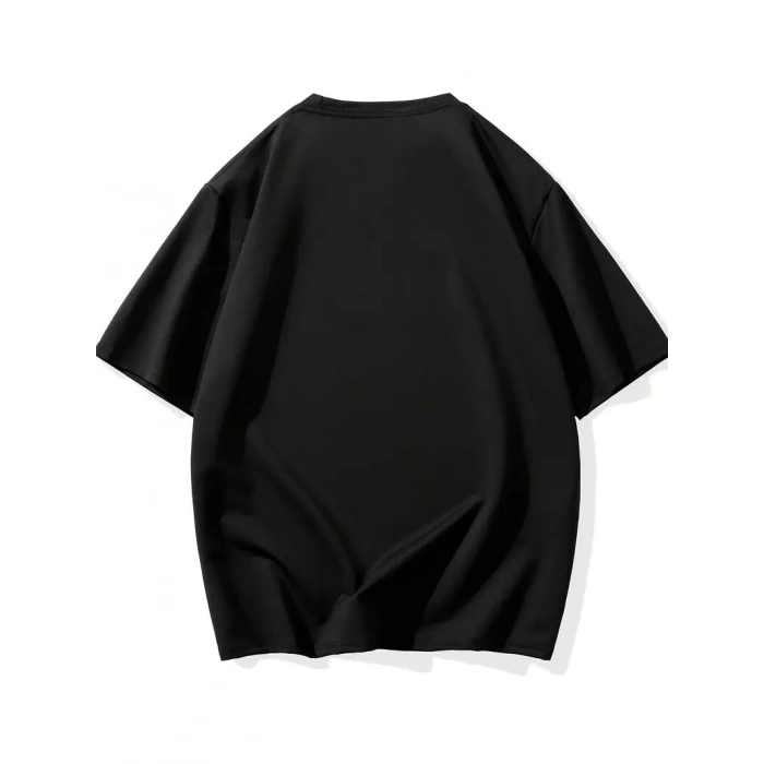 Neden Bana Bakıyorsun? Komik Kedi Grafik Tişört - Dijital Baskılı Siyah Bol Kesim Streetwear Tişört, Erkekler için Dört Mevsim Günlük Gömlek - Siyah