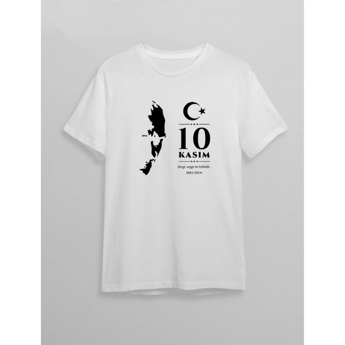 10 Kasım Atatürk Baskılı T-shirt - Beyaz