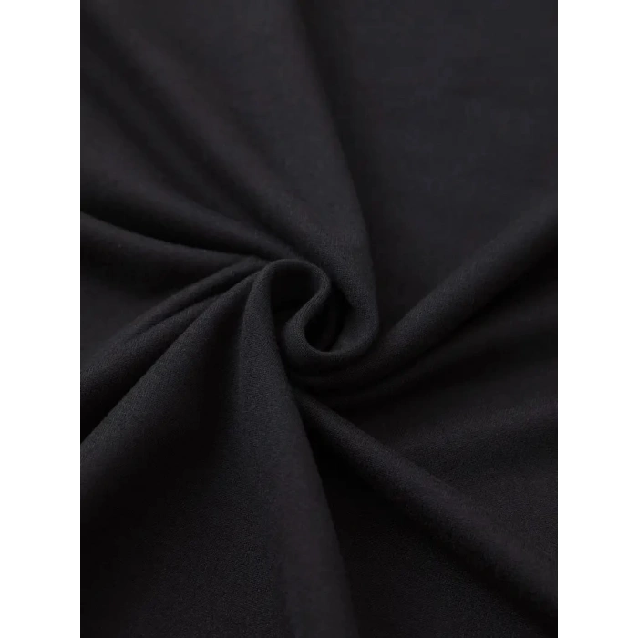 20/1 Penye Compack Baskılı Oversize Bisiklet Yaka m Kısa Kol Yazlık T-shirt - Siyah