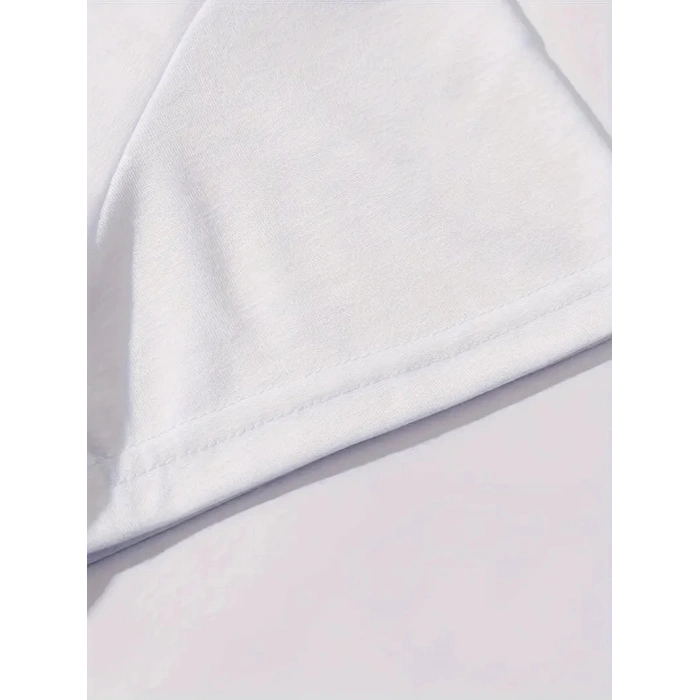 20/1 Penye Compack Baskılı Oversize Kahve Desenli Kadın Kısa Kol T-shirt - Beyaz